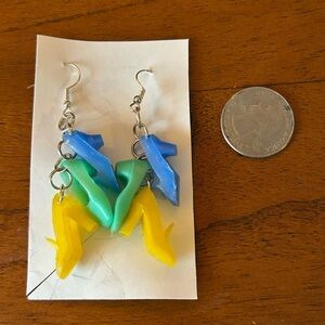 Upcycled Barbie Shoe Colorful Dangly Kitschy Earrings
